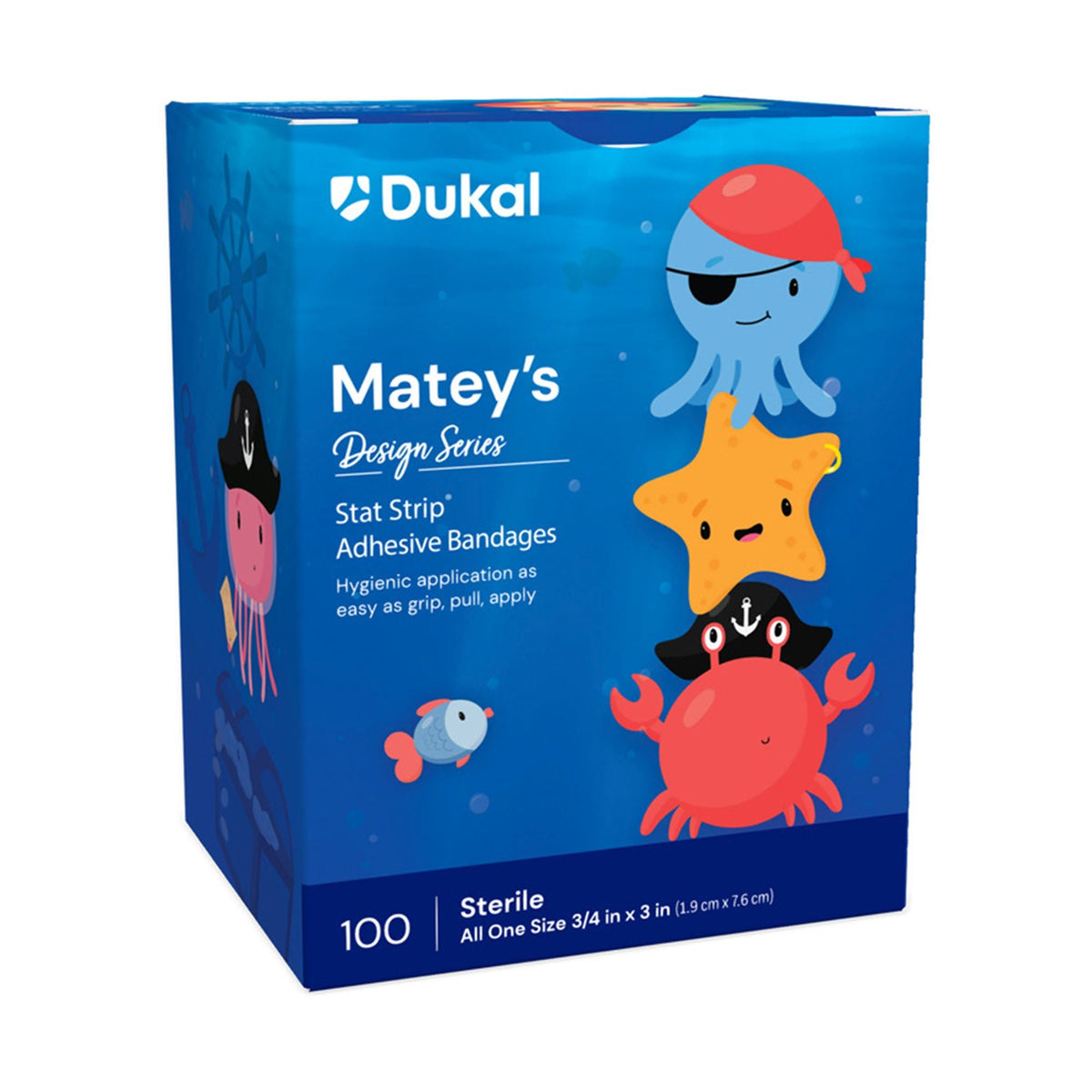 Stat Strip Adhesive Strips, Kid Design Mateys, Plastic, Sterile, 0.75" x 3" - 16710-Box - LL Medico