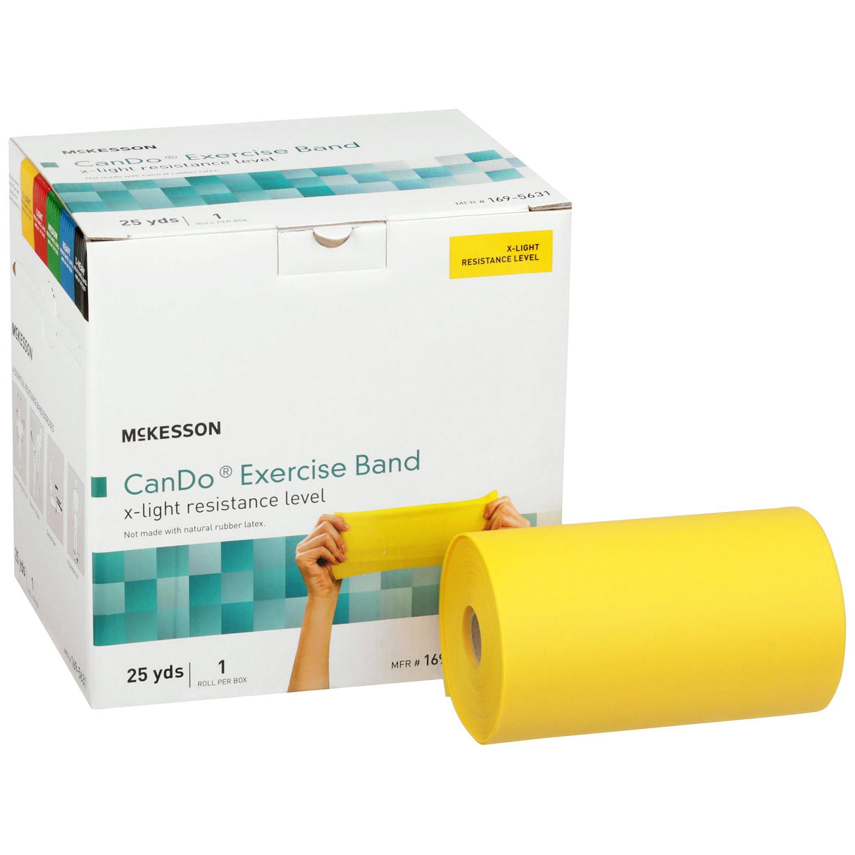 McKesson CanDo Exercise Resistance Band, Yellow, X-Light, 5" x 25 Yard