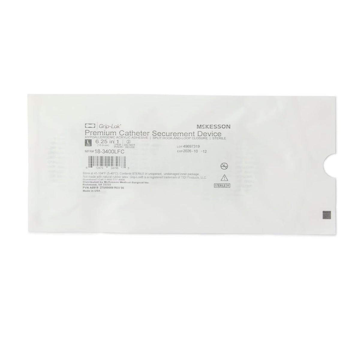 McKesson Grip-Lok Premium Catheter Securement Device, Large, 6.25 In