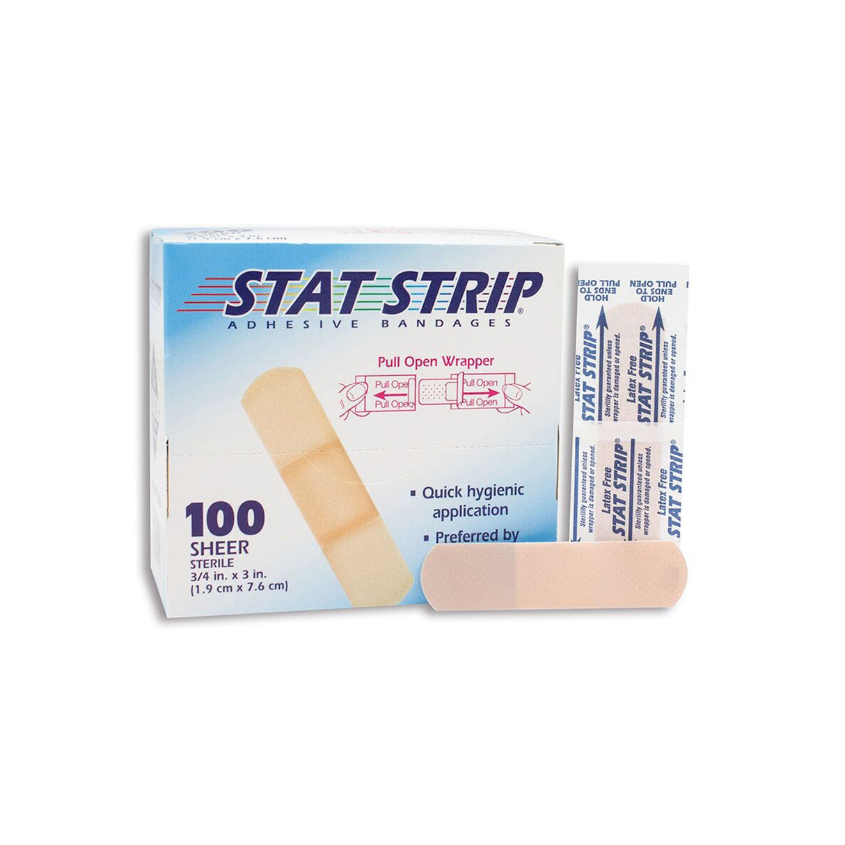 Dukal Stat Strip Adhesive Bandages Sheer, Sterile, 3/4" x 3" - 152001 - LL Medico