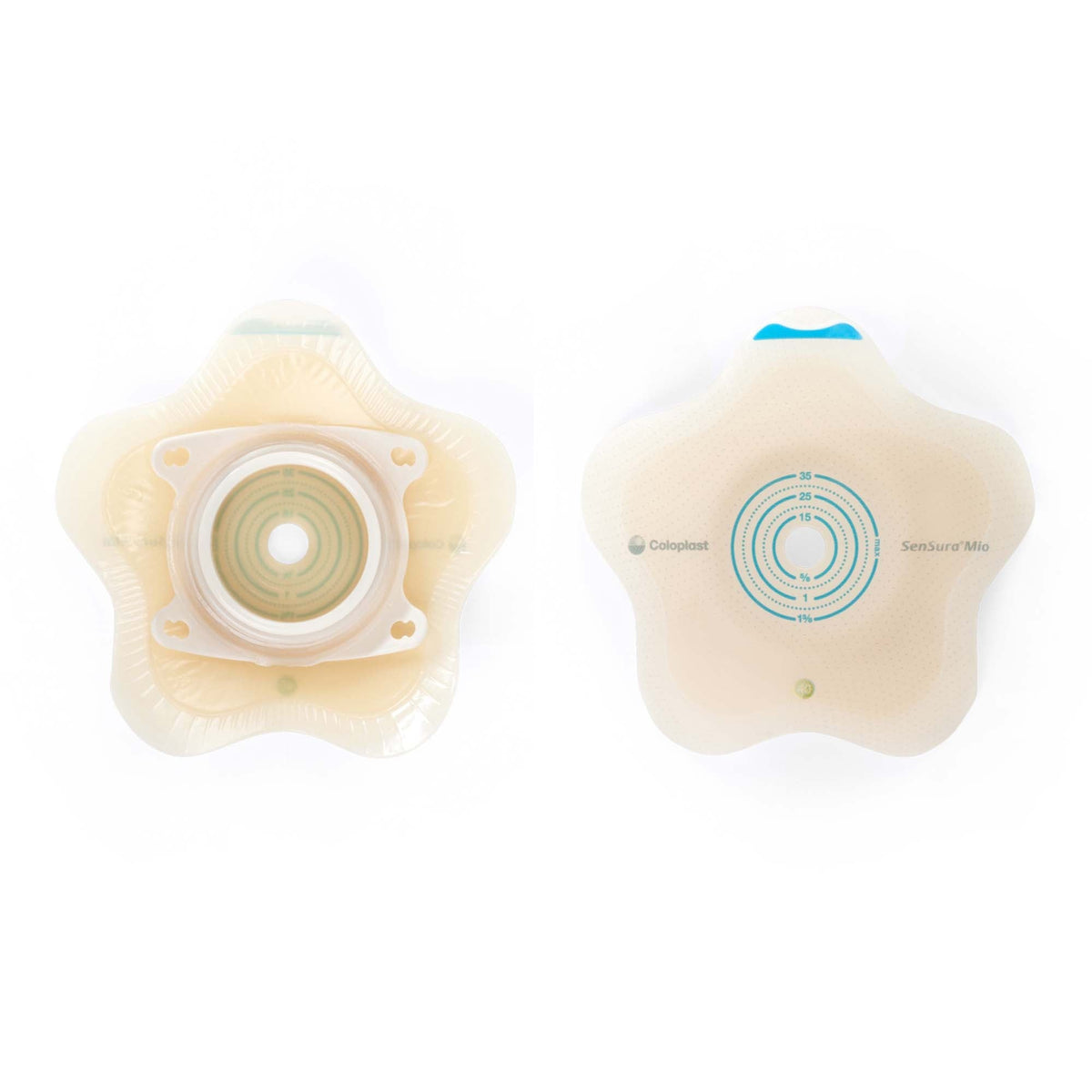 Coloplast SenSura Mio Convex Flip Two-Piece Skin Barrier, Star, Cut-to-Fit, 40 mm Flange, Green