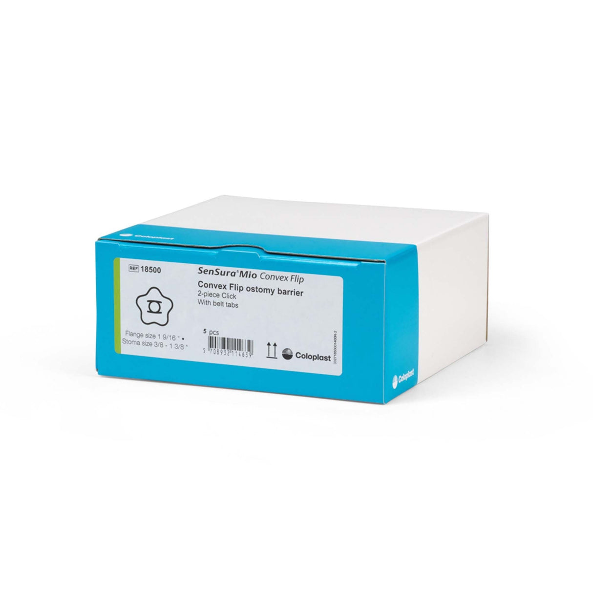 Coloplast SenSura Mio Convex Flip Two-Piece Skin Barrier, Star, Cut-to-Fit, 40 mm Flange, Green