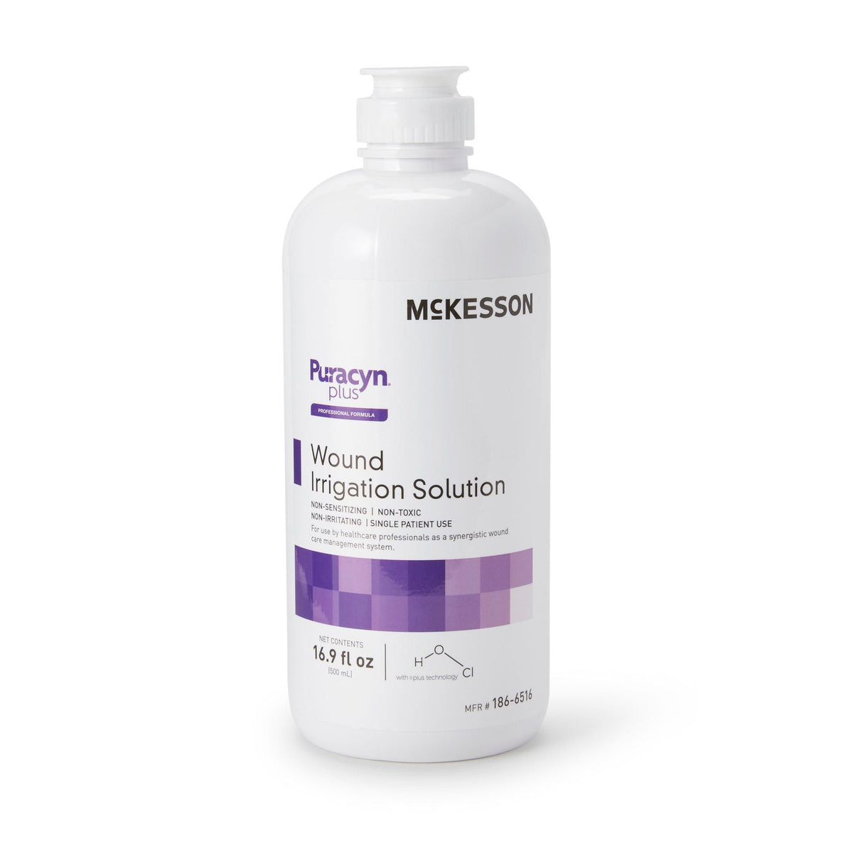 McKesson Puracyn Plus Professional, Wound Cleanser, Antimicrobial, NonSterile, 16.9 oz Flip Top Bottle - 186-6516 - LL Medico