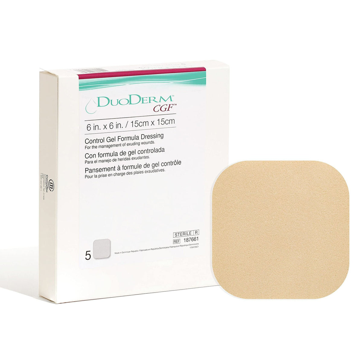DuoDERM CGF Hydrocolloid Dressing, Square, Foam Backing, 6" x 6", Beige, Sterile - LL Medico