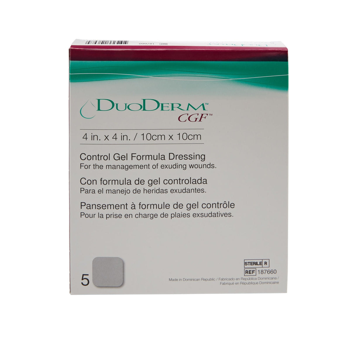 DuoDERM CGF Hydrocolloid Dressing, Foam Backing, 4" x 4" Square, Beige, Sterile - 187660 - LL Medico