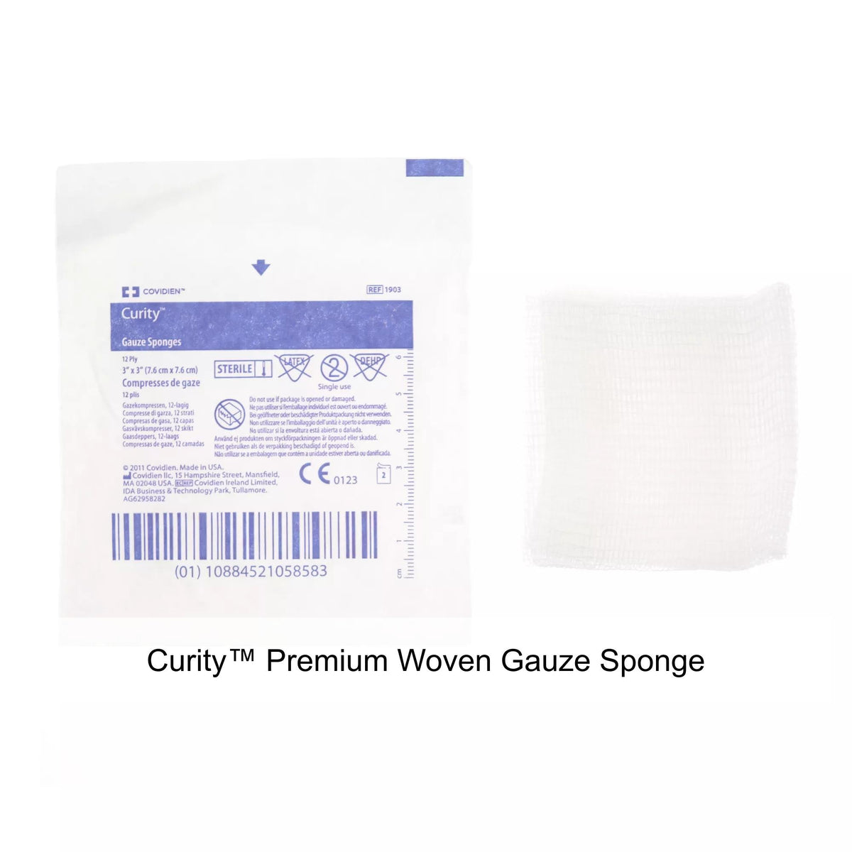 Cardinal Health Curity Sterile USP Type VII Gauze Sponge, 3 x 3 Inch, 12-Ply