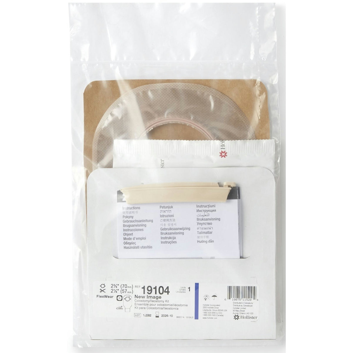 Hollister New Image 2-Piece Clear Ileostomy/Colostomy Pouch, 57mm Flange, Red Match
