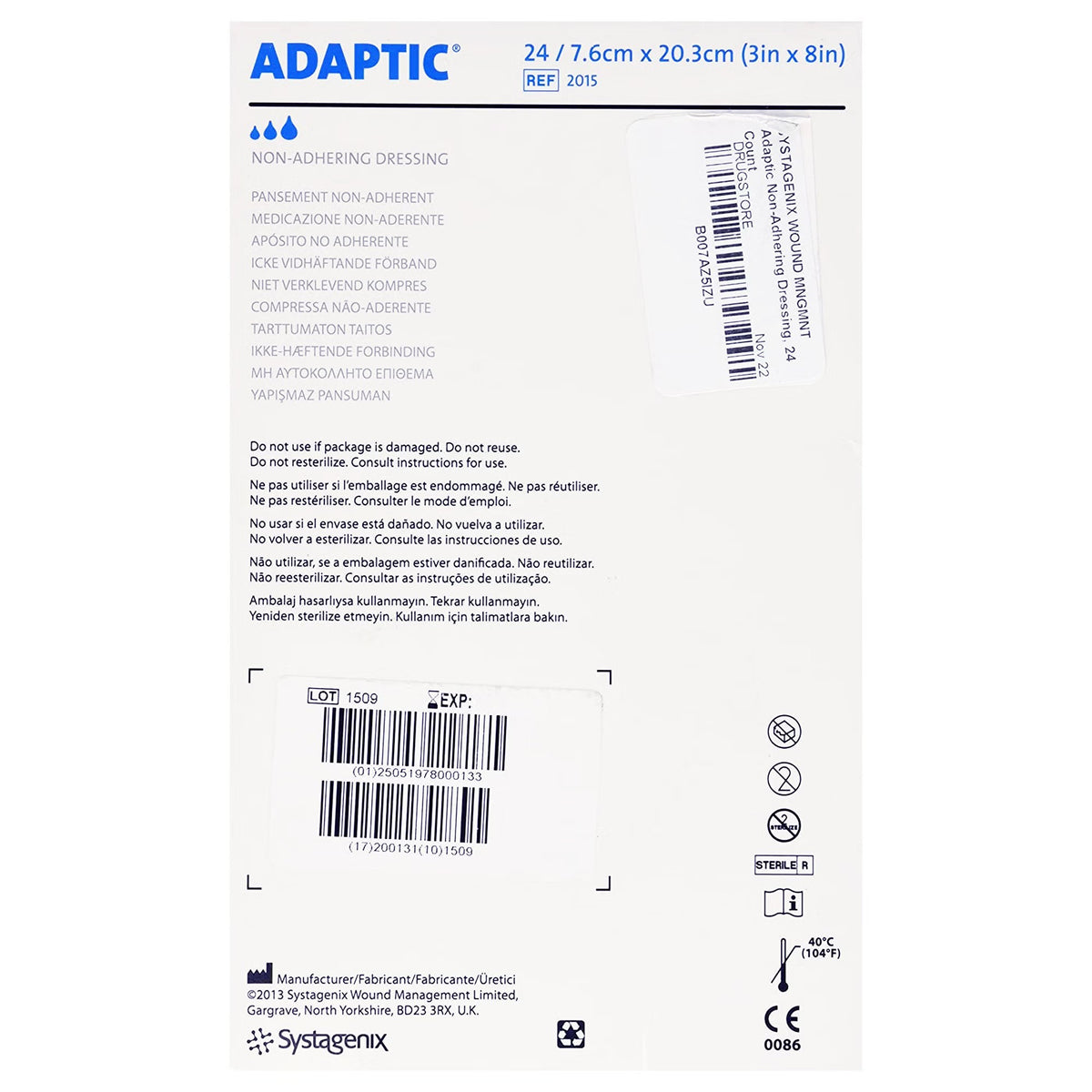3M Adaptic Oil Emulsion Impregnated Dressing, Rectangle, White, Knitted Cellulose Acetate, Sterile - LL Medico