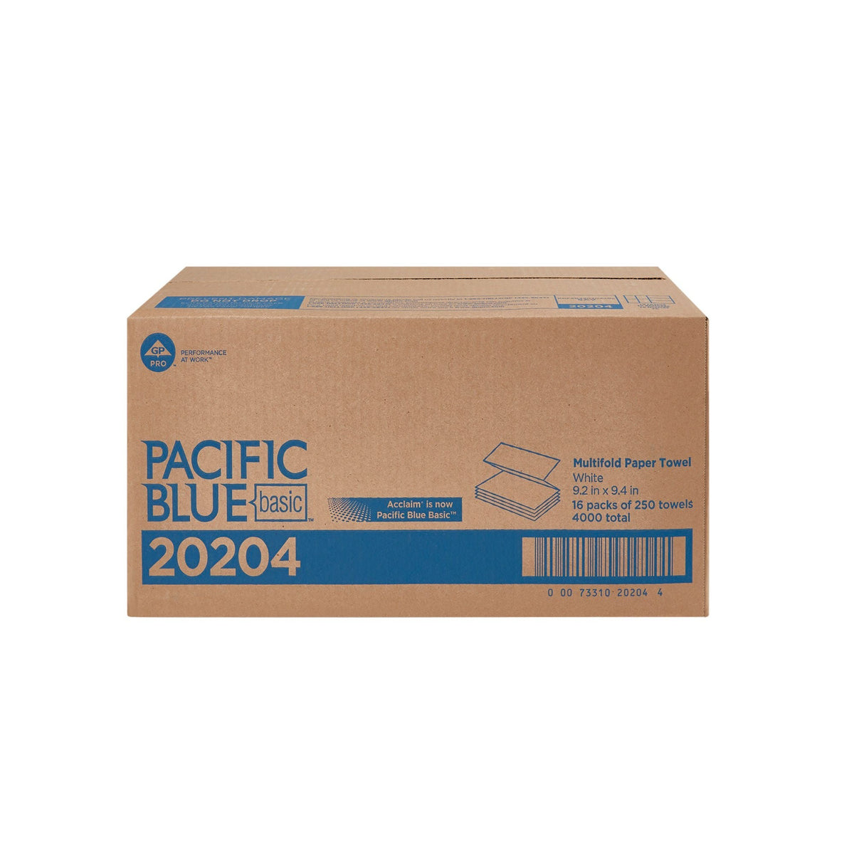 Pacific Blue Basic Multi-Fold Paper Towel, White, Paper, 9.2" x 9.4" - 20204 - LL Medico