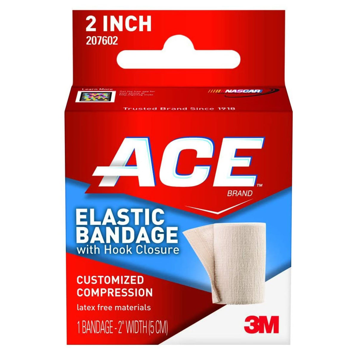 3M ACE Elastic Bandage, Single Hook and Loop Closure, 2" x 4.2', Tan, Nonsterile, Standard Compression - 207602-Single - LL Medico