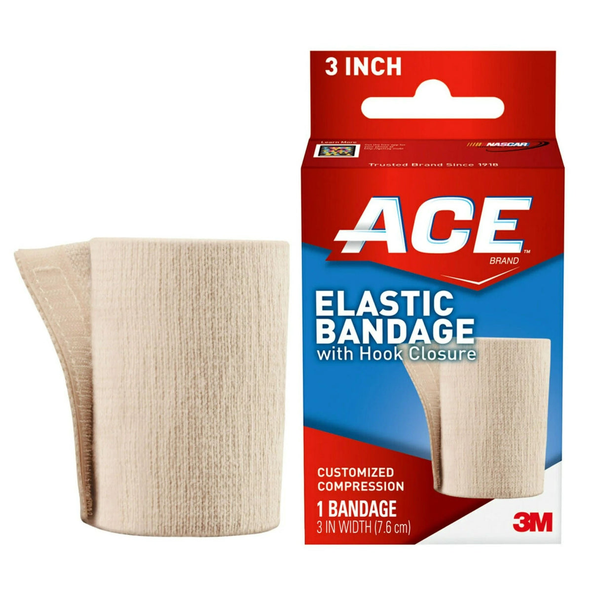 3M ACE Elastic Bandage, Single Hook and Loop Closure, Tan, Nonsterile, Standard Compression - LL Medico