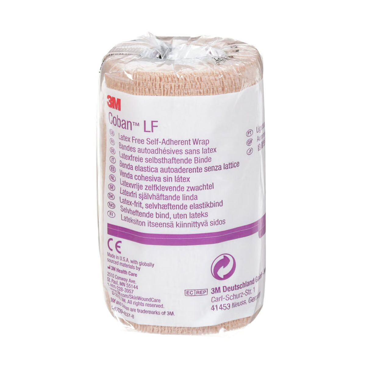 3M Coban LF, Self-Adherent Cohesive Bandage, Tan, Elastic Nonwoven, Latex-Free, Non-Sterile, Standard Compression - LL Medico