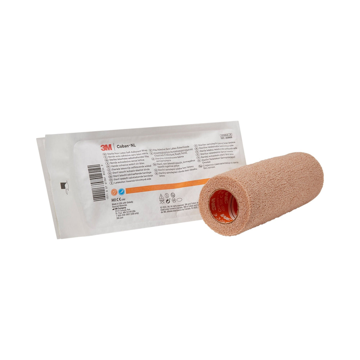 3M Coban LF Cohesive Bandage, Self-Adherent Closure, Tan, Elastic / Nonwoven, Sterile Latex-Free, Standard Compression - LL Medico