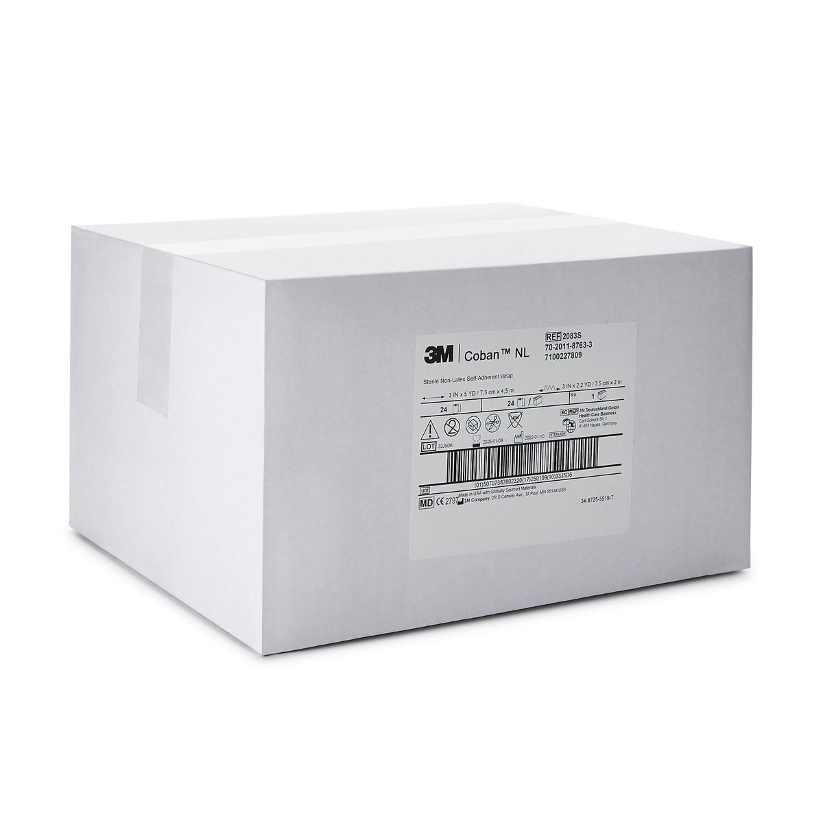 3M Coban LF Cohesive Bandage, Self-Adherent Closure, Tan, Elastic / Nonwoven, Sterile Latex-Free, Standard Compression - LL Medico