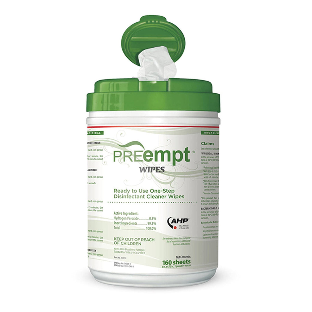 PREempt Premoistened Cleanroom Wipes, Surface Disinfectant Cleaner, Unscented, Non-Sterile, 6 x 7" - 21221 - LL Medico