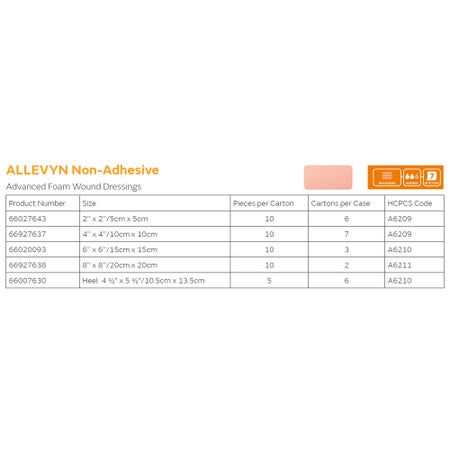 Smith & Nephew Allevyn Foam Dressing, Non-Adhesive Square, Sterile - 66007643 - LL Medico