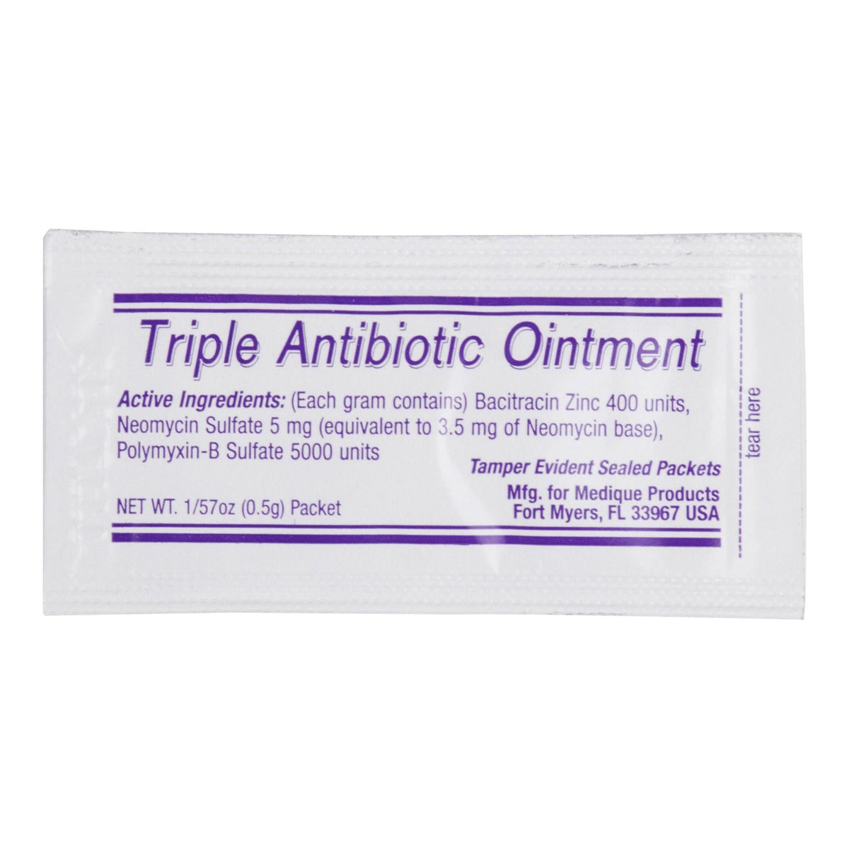 Medi-First Triple Antibiotic Ointment, First Aid Antibiotic, Bacitracin, Neomycin, Polymyxin B, 0.5 Gram Individual Packet - 22373 - LL Medico