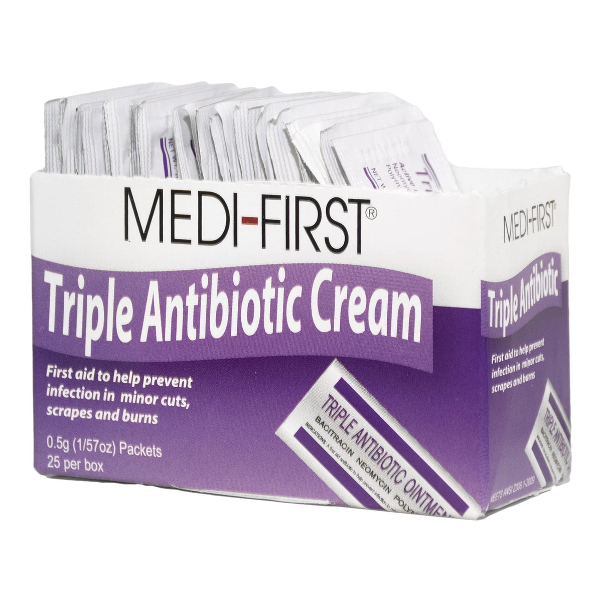 Medi-First Triple Antibiotic Ointment, First Aid Antibiotic, Bacitracin, Neomycin, Polymyxin B, 0.5 Gram Individual Packet - 22373 - LL Medico