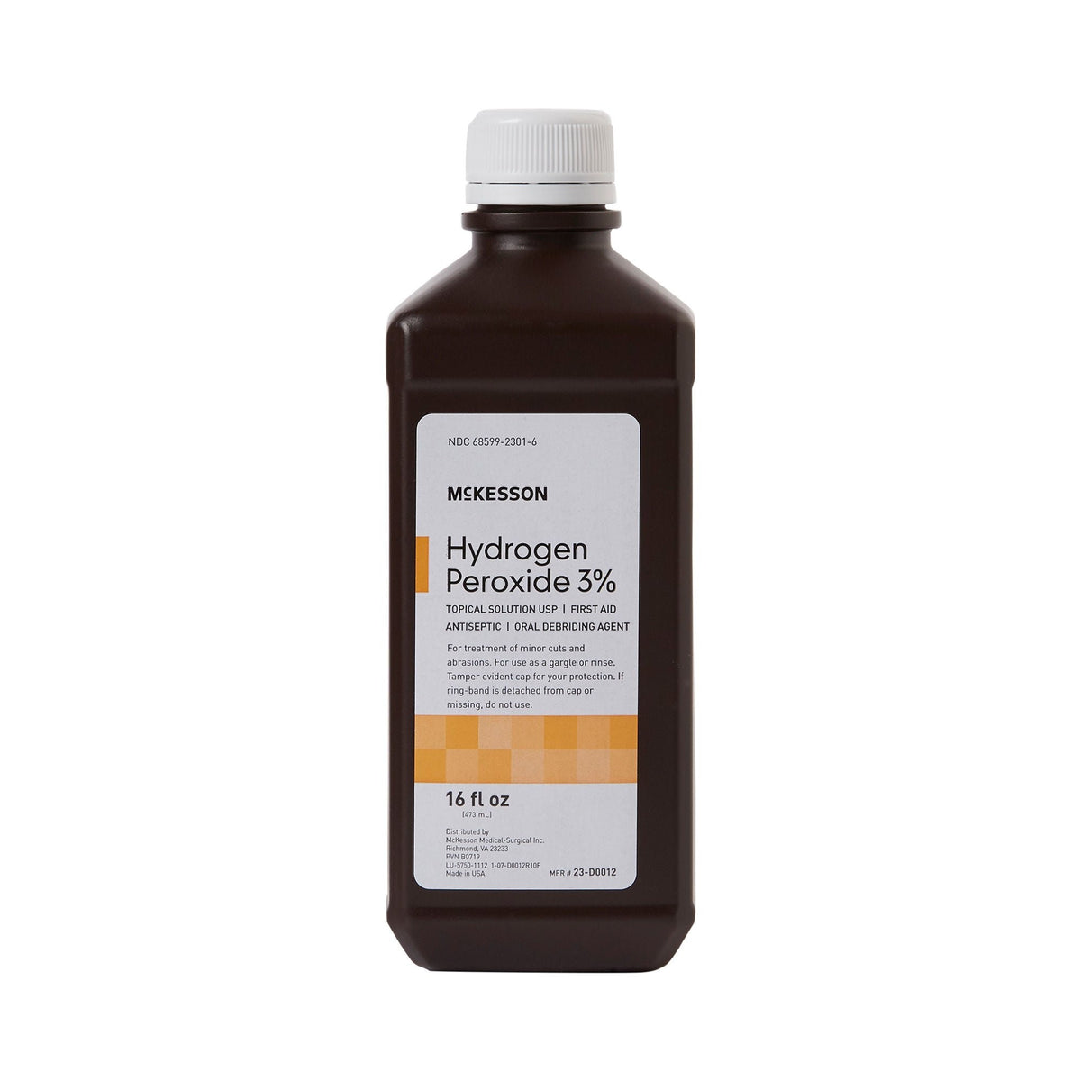 McKesson Hydrogen Peroxide, Antiseptic Topical Liquid, 16 oz Bottle - 23-D0012 - LL Medico