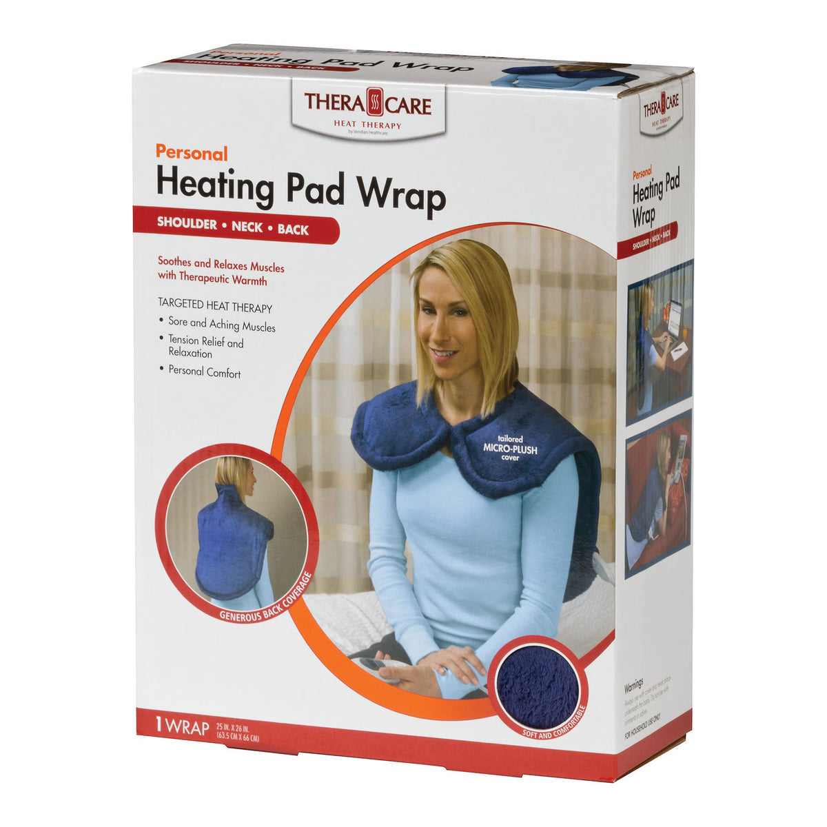 Theracare Heat Therapy Personal Heating Pad Wrap, 25" x 26", Reusable Micro-Plush Fabric - 24-610 - LL Medico
