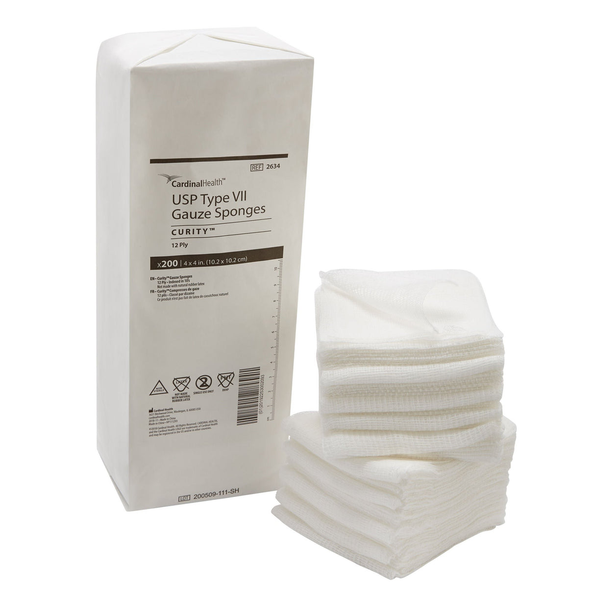 Cardinal Health Curity USP Type VII Gauze Sponge, 4 x 4 Inch, 12-Ply