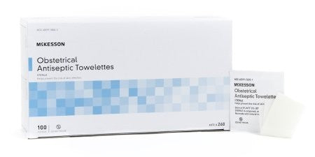 McKesson Obstetrical Antiseptic Towelettes, Sterile, 100 Count Box