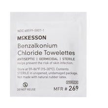 McKesson Benzalkonium Chloride Antiseptic Towelettes, Unscented