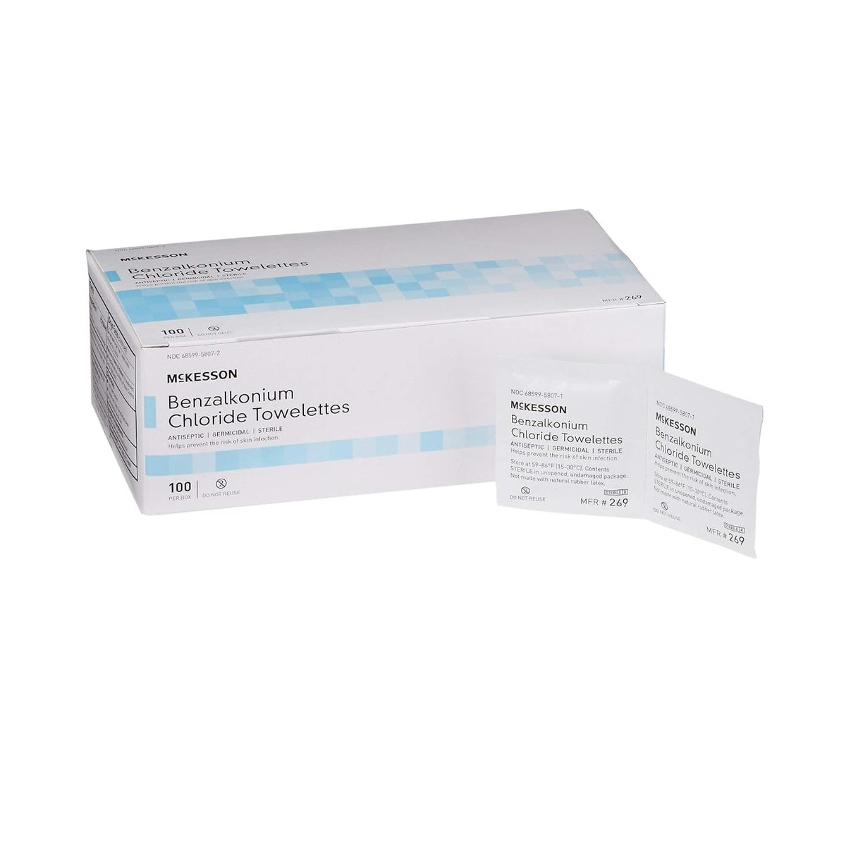 McKesson Benzalkonium Chloride Antiseptic Towelettes, Unscented
