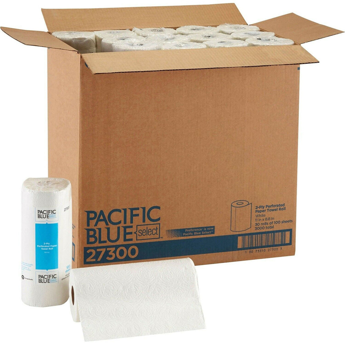 Pacific Blue Select Kitchen Paper Towel, Perforated Roll, White, Paper, 8.8" x 11" - 27300 - LL Medico
