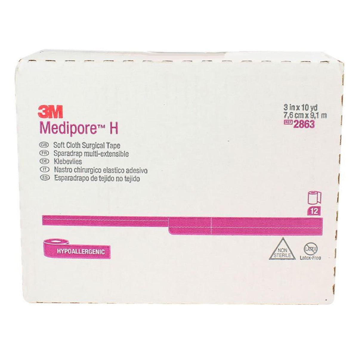 3M Medipore H Cloth Medical Tape, 3 Inch x 10 Yard, White