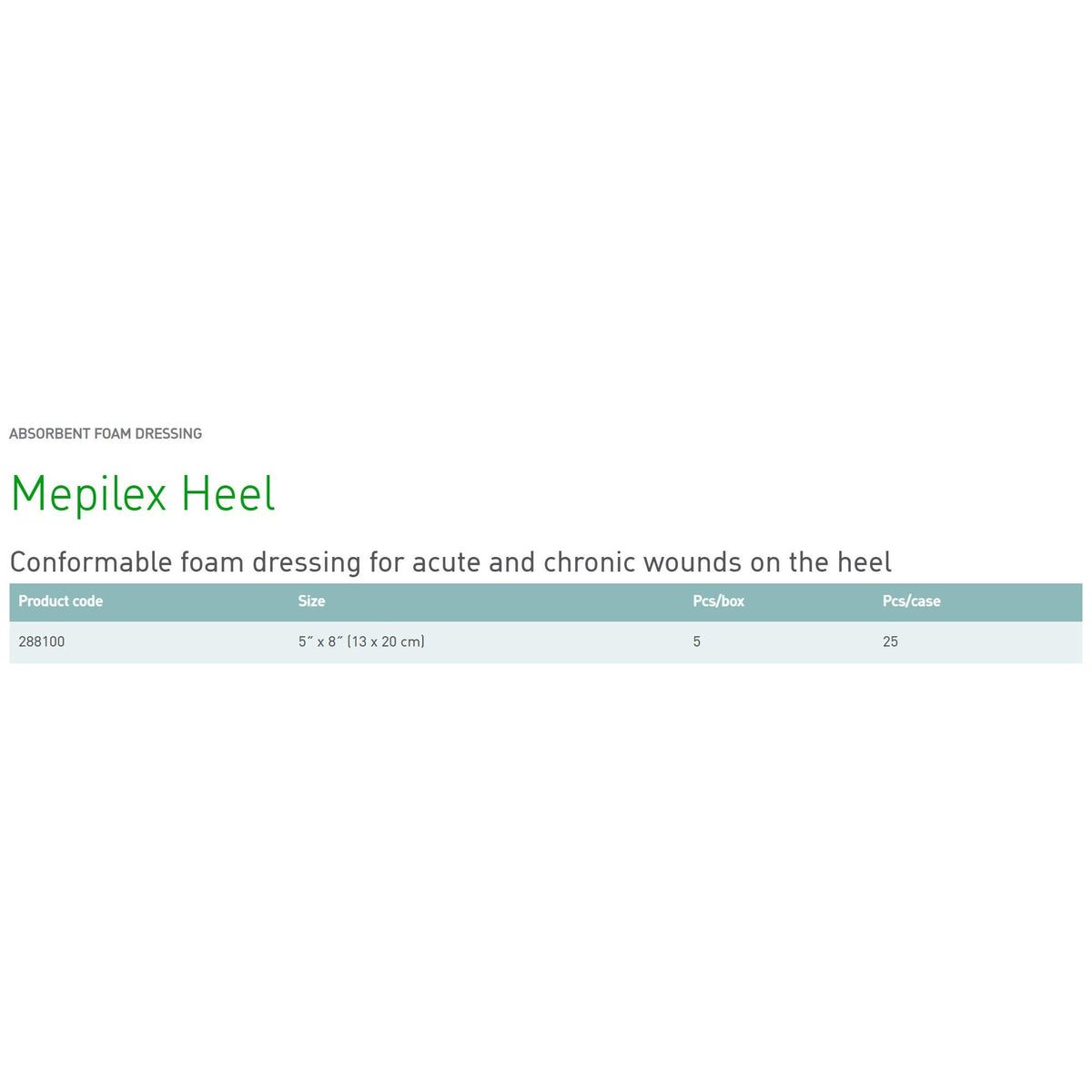 Molnlycke Mepilex Heel Conformable Foam Dressing for Wounds on Heels, 13 x 20 cm