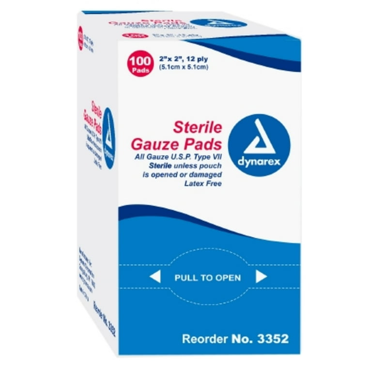 dynarex Sterile Gauze Sponge, 2 x 2 Inch, 12-Ply