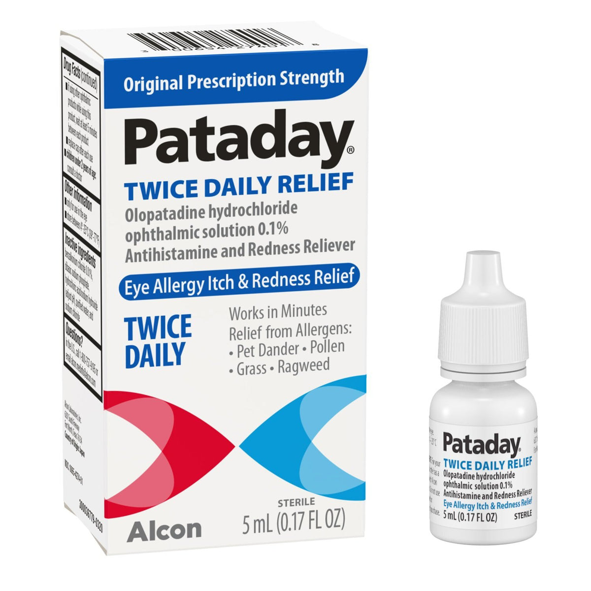 Pataday Twice Daily Relief Allergy Eye Drops, Olopatadine 0.1%, 5 mL - 00065427401 - LL Medico