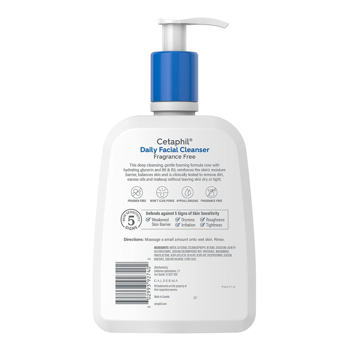 Cetaphil Daily Facial Cleanser Liquid, Fragrance Free, 16 fl oz