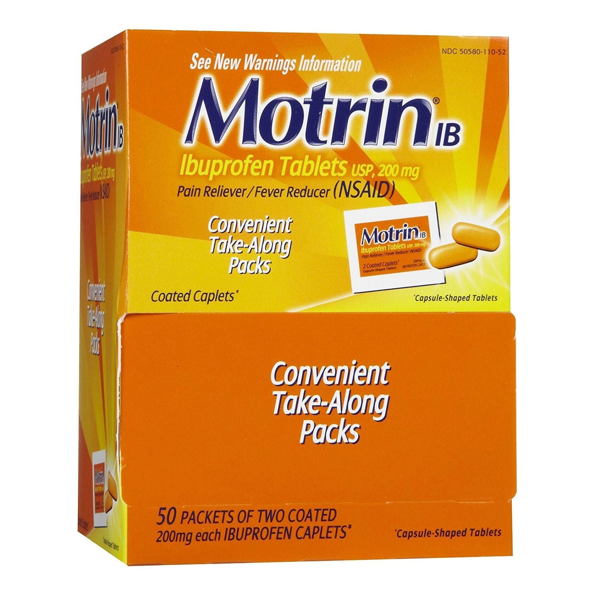 Motrin IB Ibuprofen Caplets, 200 mg, Pain Reliever - 304815200 - LL Medico