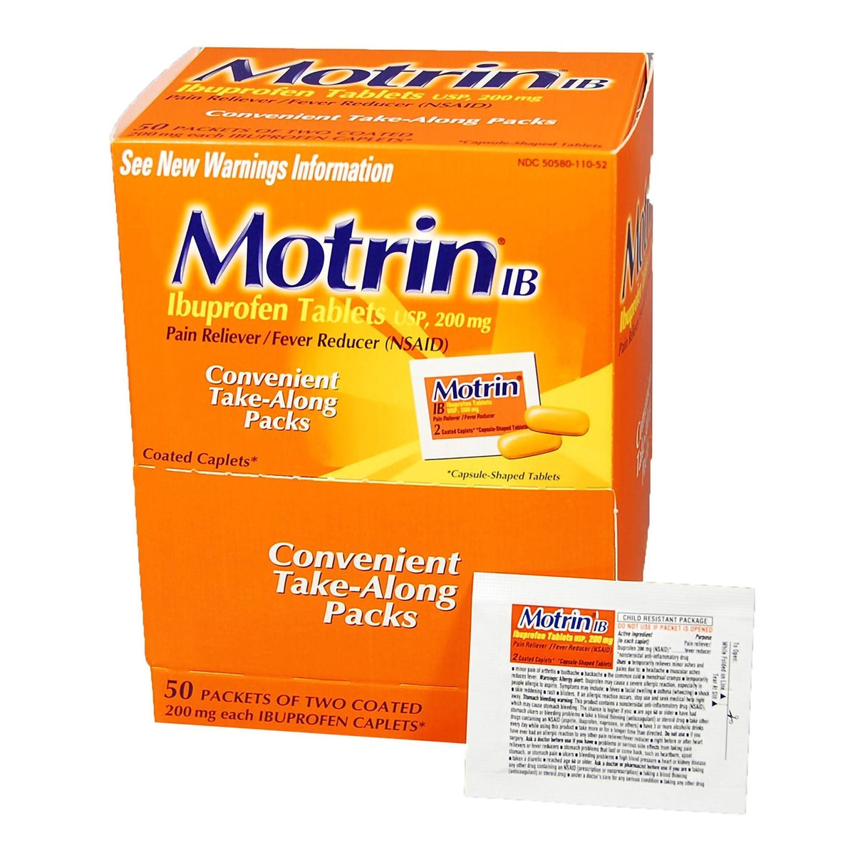 Motrin IB Ibuprofen Caplets, 200 mg, Pain Reliever - 304815200 - LL Medico