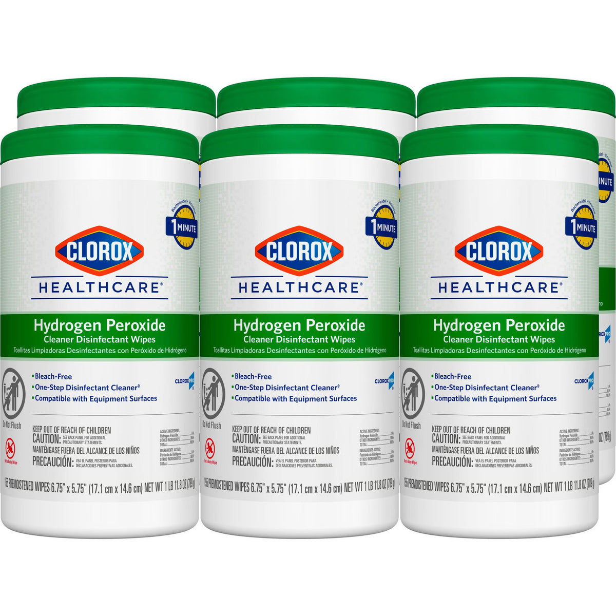 Clorox Healthcare Hydrogen Peroxide, Cleaner Disinfectant Wipes, Premoistened, Surface Disinfectant Cleaner, Unscented, Non-Sterile, 6.75 x 5.75" - 30825 - LL Medico