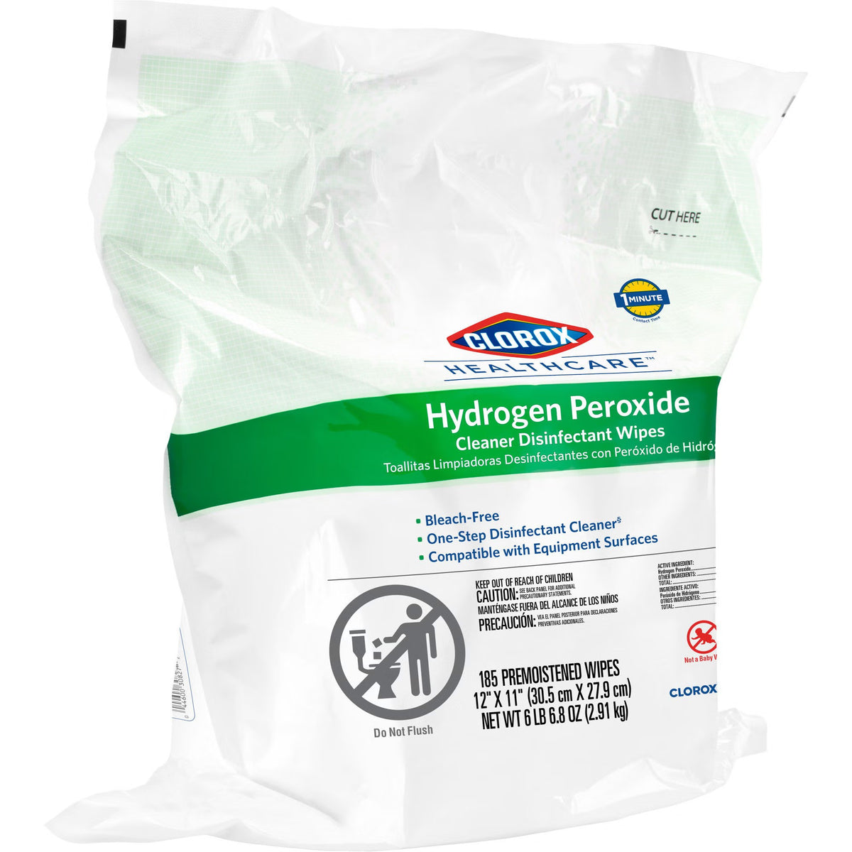 Clorox Healthcare Hydrogen Peroxide Cleaner Disinfectant Wipes, Premoistened, Surface Disinfectant Cleaner, 11" x 12", Unscented, Non-Sterile - 30827 - LL Medico