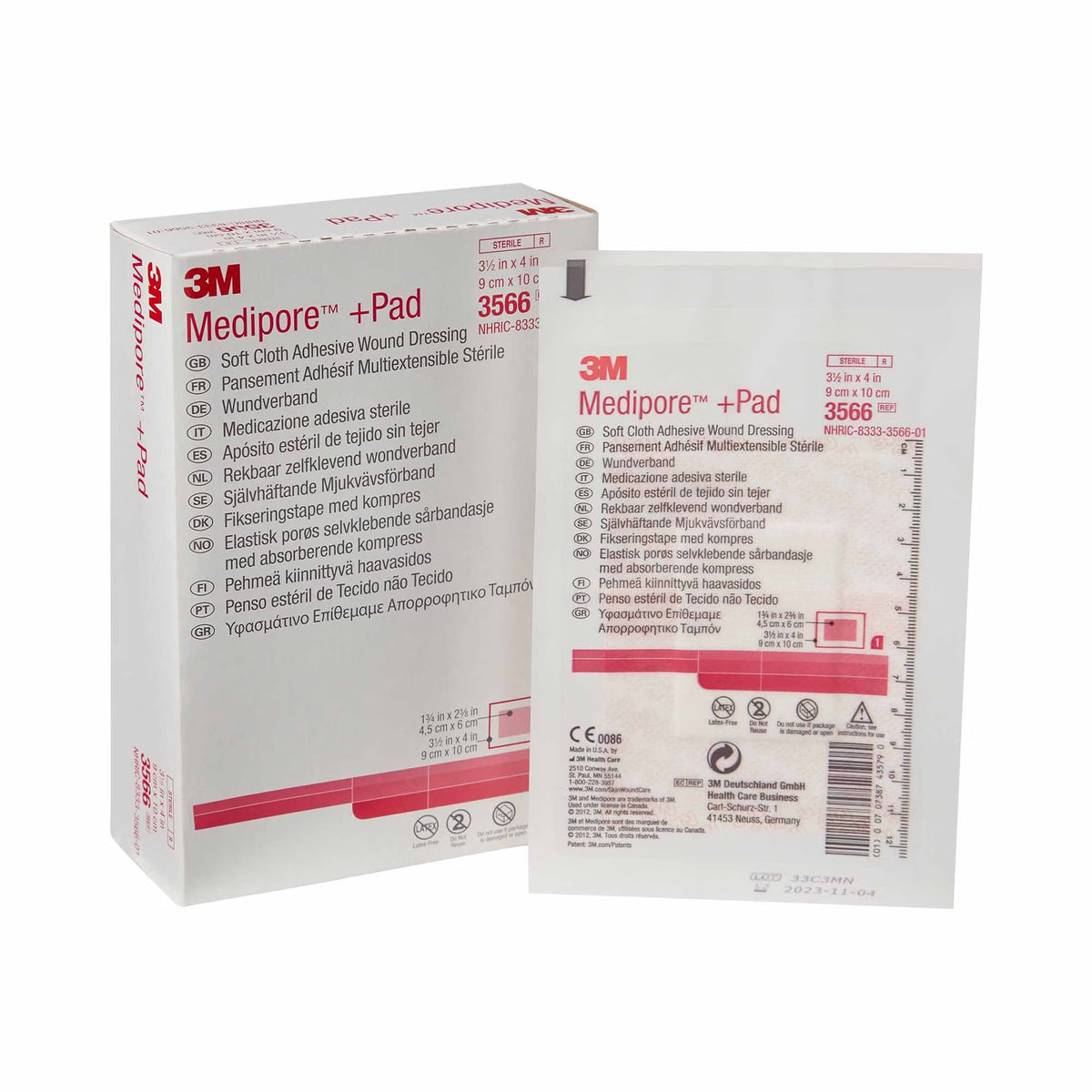 3M Medipore Composite Dressing, Rectangle Sterile Nonwoven Backing - 3566 - LL Medico