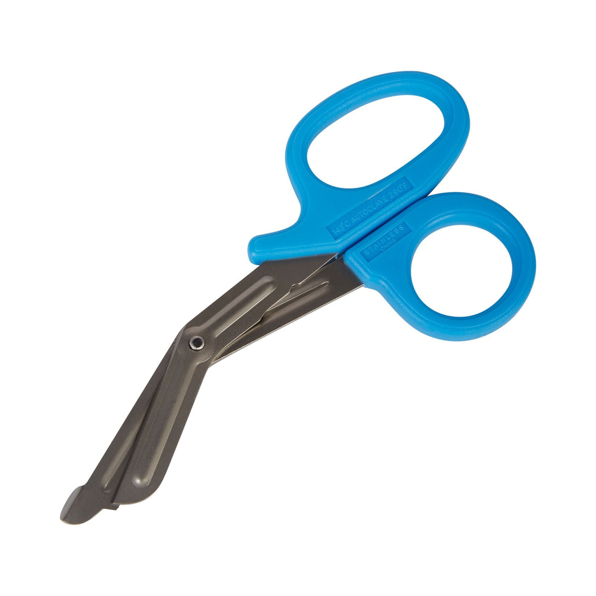 McKesson Medicut Trauma Shears, Blue, 7.25" Length, Stainless Steel, Angled Blunt Tip, Finger Ring Handle - 320BMM - LL Medico