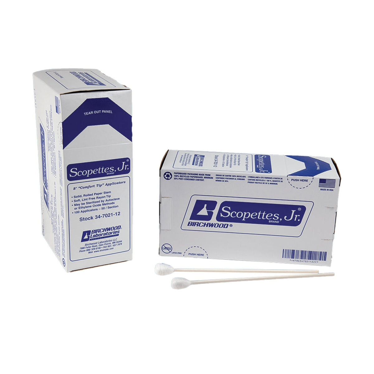 Scopettes Jr., OB/GYN Swabstick, Sterile, White, Paper Shaft / Rayon Swab, 8" Length - 34-7022-50-Pack - LL Medico