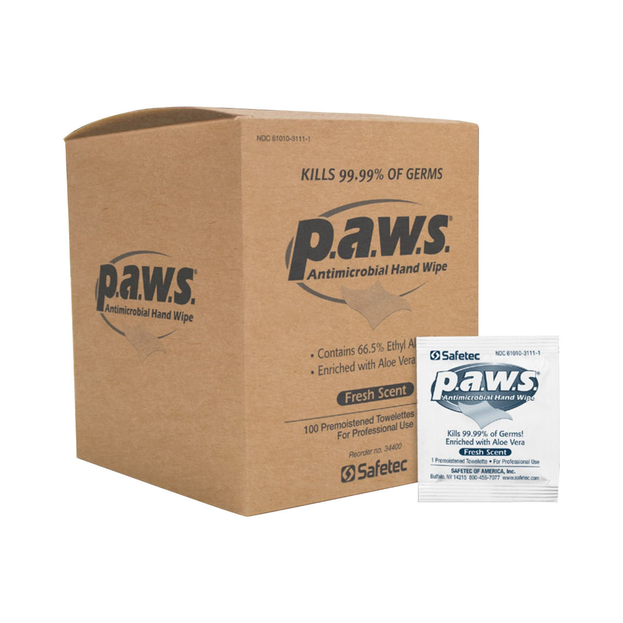 P.A.W.S. Hand Sanitizing Wipes, Individual Packets - 34400 - LL Medico