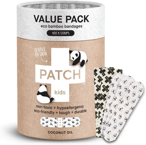 Patch Kids (Panda Design) Adhesive Strip with Coconut Oil, ¾ x 3 Inch