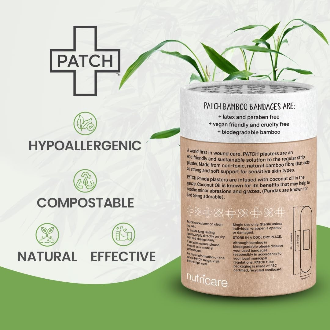 Patch Kids (Panda Design) Adhesive Strip with Coconut Oil, ¾ x 3 Inch