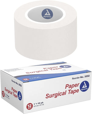Dynarex Paper Medical Tape, 1 Inch x 10 Yard, White