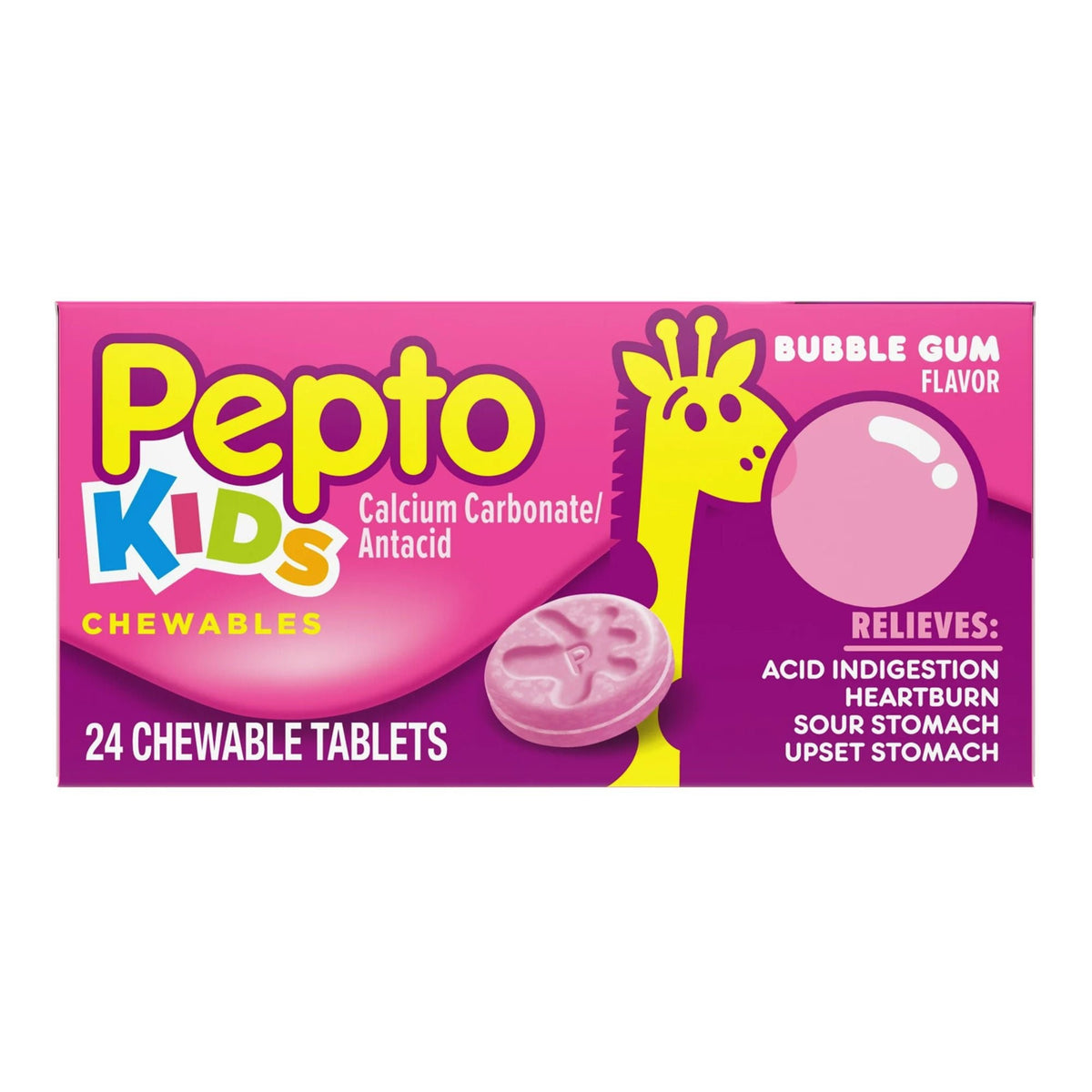 Children's Pepto Antacid Chewable Tablets, Calcium Carbonate 400 mg, Bubble Gum Flavor - 37000049024 - LL Medico
