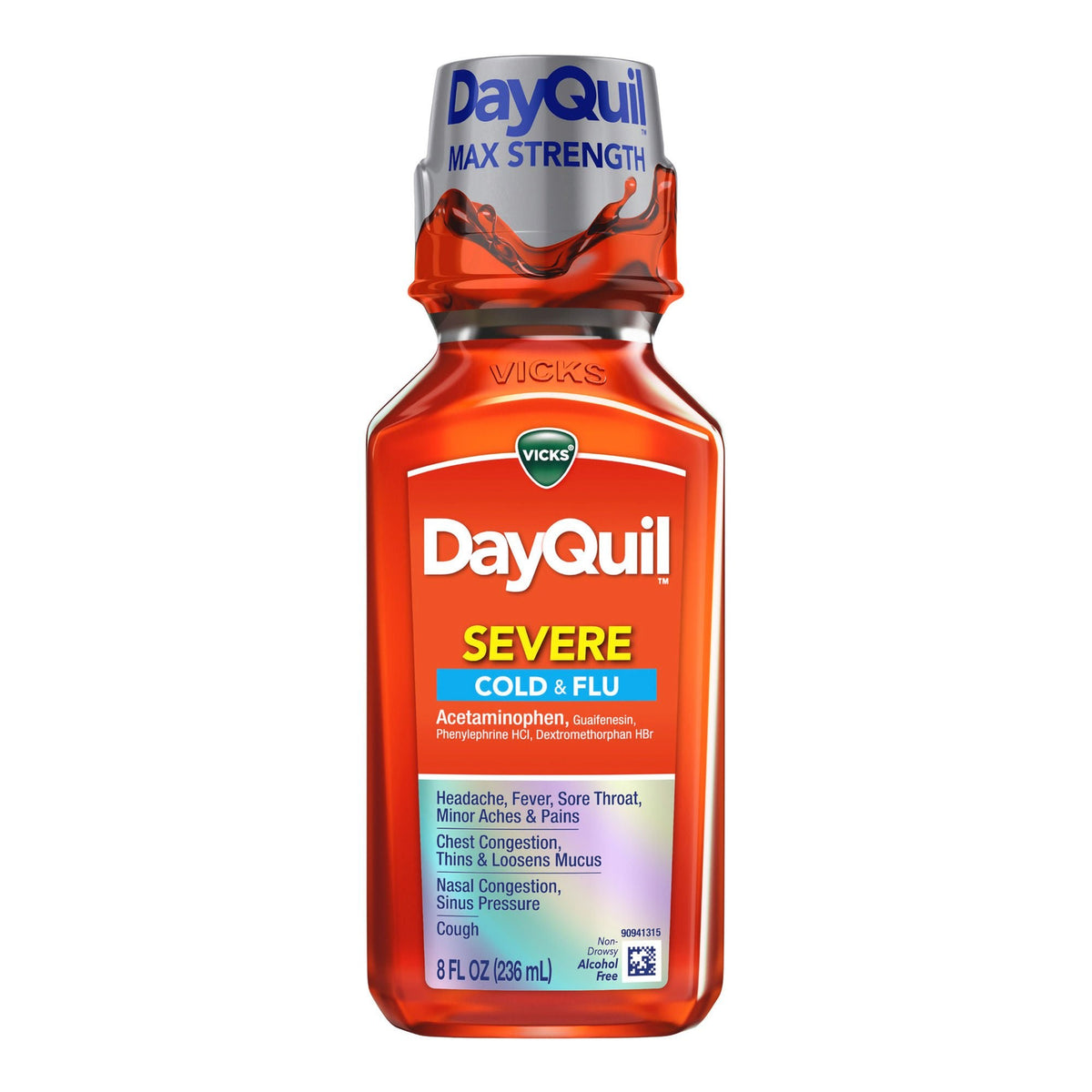 Vicks DayQuil Severe Cold & Flu Relief Liquid, Maximum Strength, 8 oz - 37000081008 - LL Medico