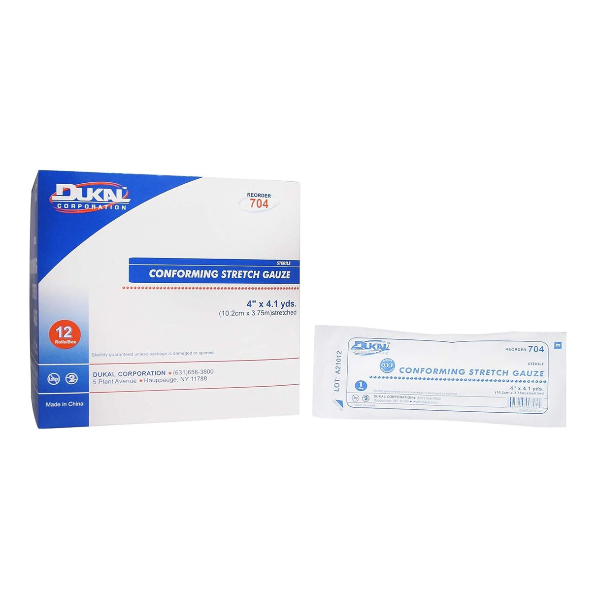 Dukal Conforming Stretch Gauze Bandage, Sterile, 4" x 4.1 Yard - 704 - LL Medico