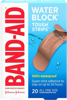 Band-Aid Water Block Tough Strips Bandages 1 x 3.25 Inch