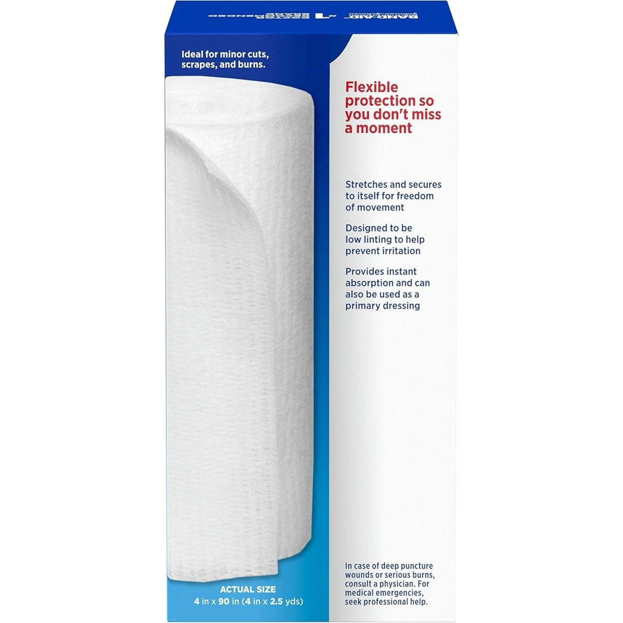 Band-Aid Flexible Rolled Gauze, 3 Inch x 2.1 Yard, 5 Rolls per Pack